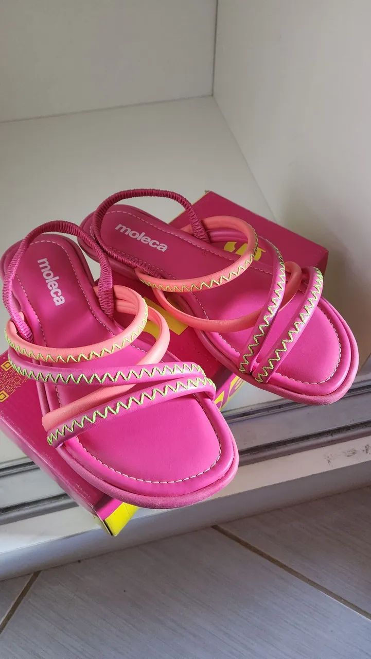 Sandália Moleca Rosa Rosteira elegance