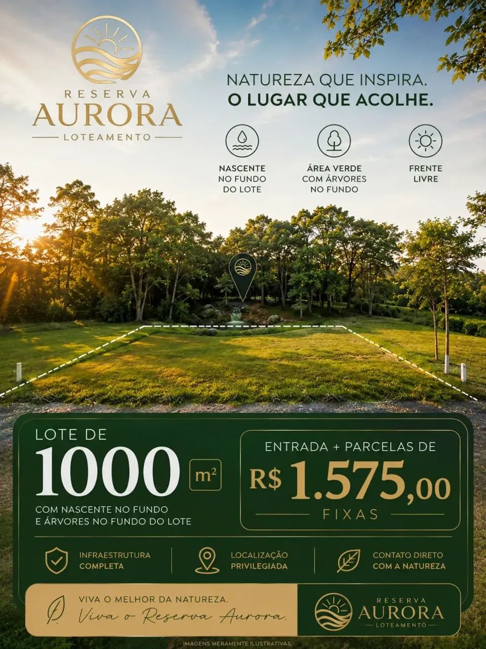 Terreno de 1.000m² a 3 km do centro