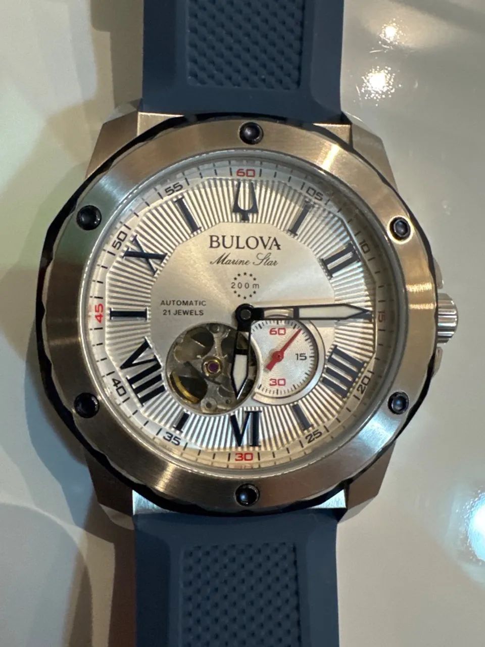 Bulova Marine Star Automático ? Azul e Branco ? 45 mm - Foto 3