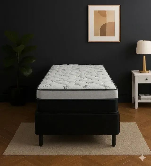 Conjunto Base com Colchão Solteiro de Molas Ensacadas Prime Light