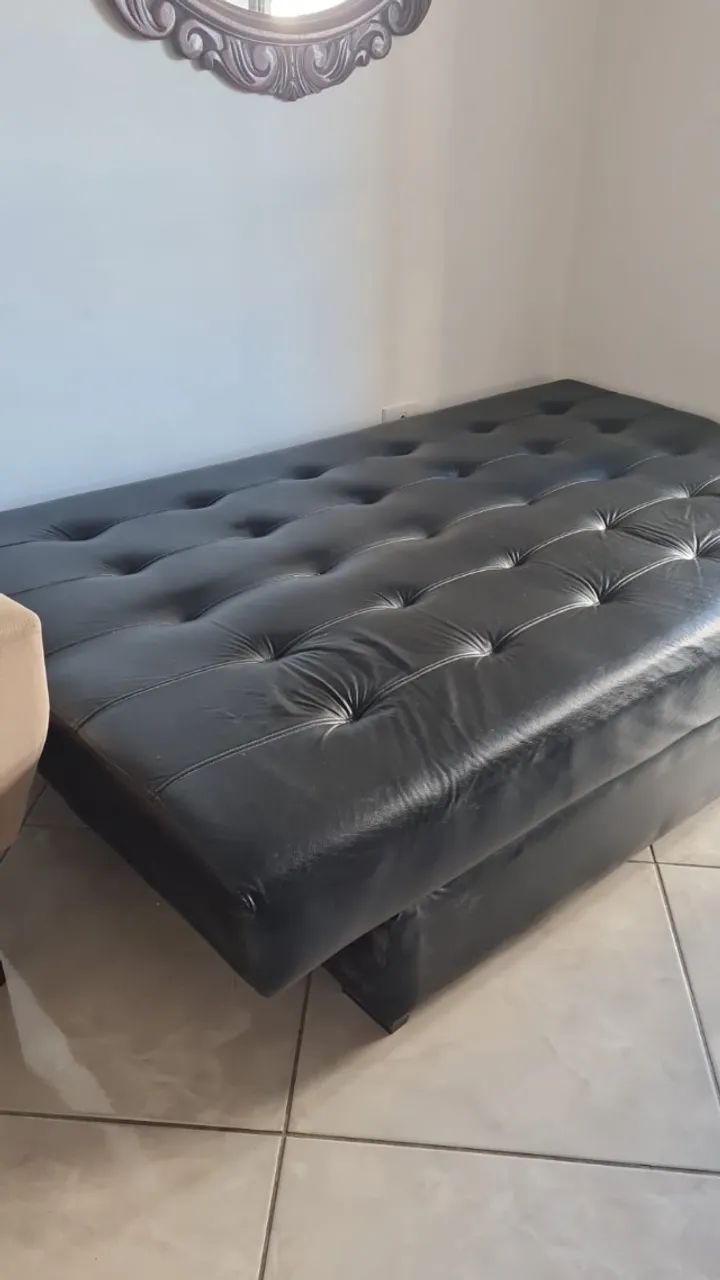 SOFÁ-CAMA DE COURO - Foto 2