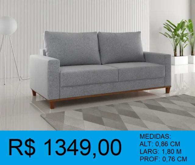 SOFA - PÉS EM MADEIRA MACIÇA - DISPONIVEL EM 3 CORES - QUALIDADE OTIMA =  ENTREGA GRATIS