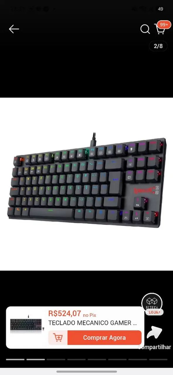 Teclado gamer redragon kumara pro RGB bluetooth  - Foto 3