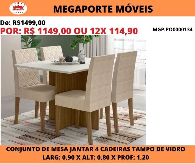 MESA DE JANTAR 4 LUGARES 