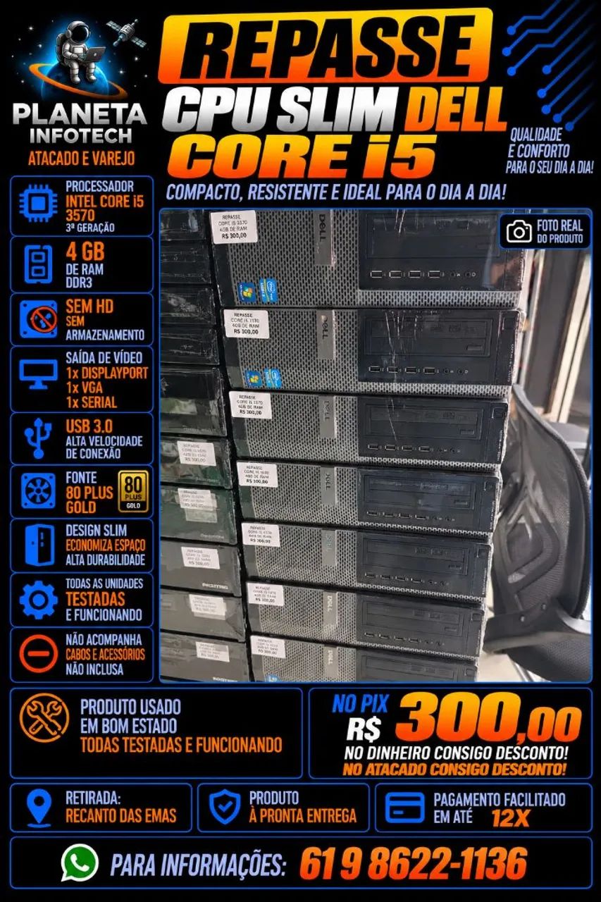 CPU DELL Slim core i5 3570 com 4gb de ram e sem HD ( REPASSE )