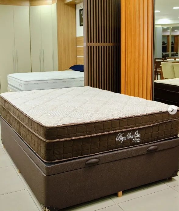 Colchão casal star one + base baú marrom