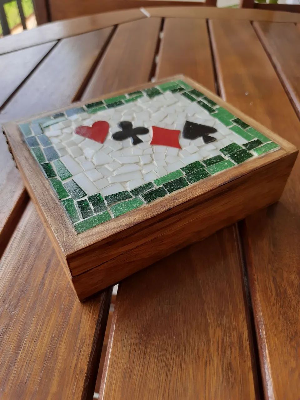 Caixa de madeira para cartas baralho - Foto 2