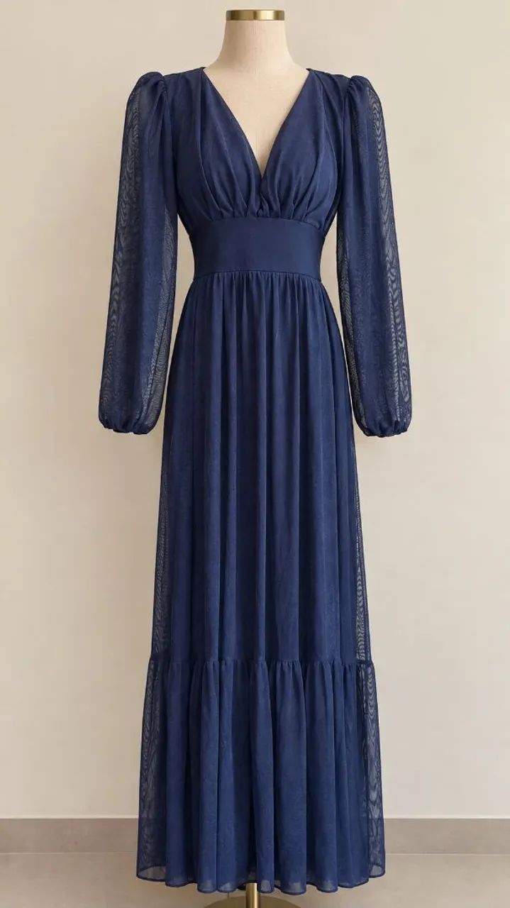 ? Vestido Longo Azul-Marinho | Elegante e Sofisticado