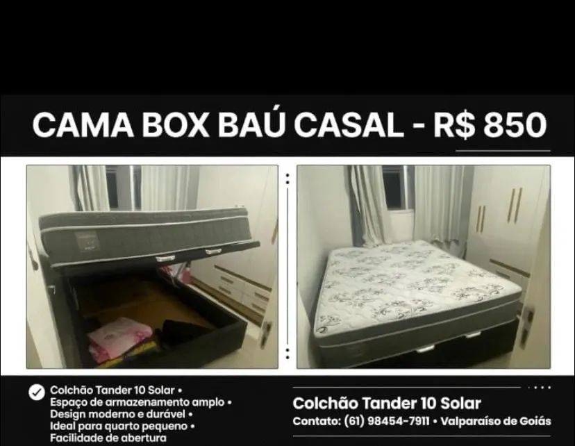 Cama Box Casal + Base baú