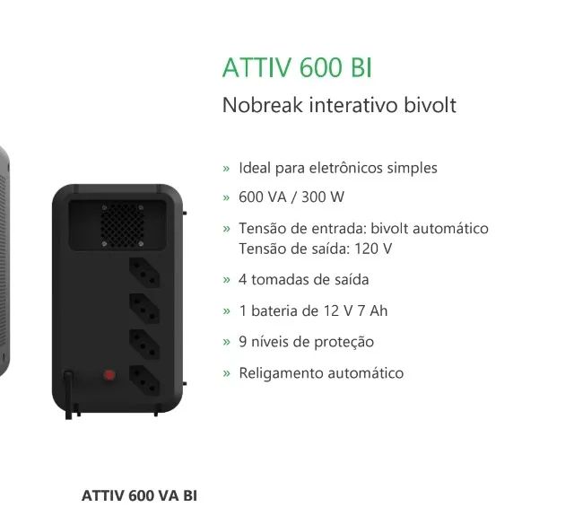 O Nobreak ATTIV 600VA Intelbras - Foto 3