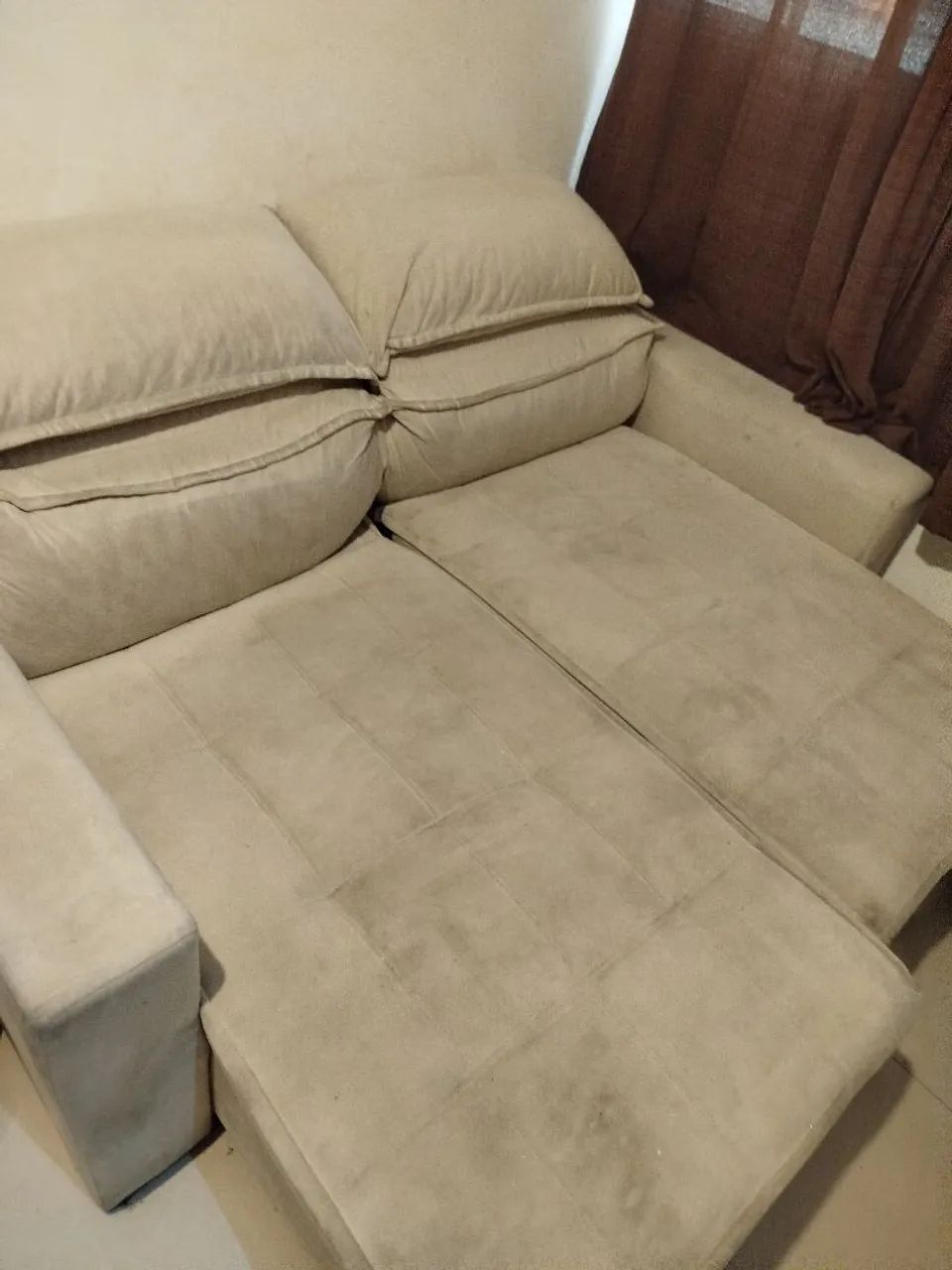 Sofá 2 lugares Bege reclinável
