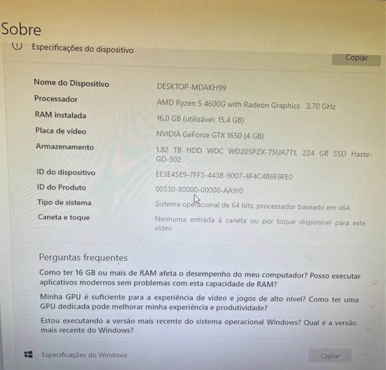 Pc Gamer Ryzen 5 4600g Gtx 1650 - Foto 5
