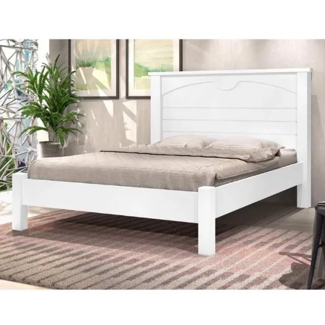 Cama Casal Lion Branco J.A Moveis - Entrega Rápida! 