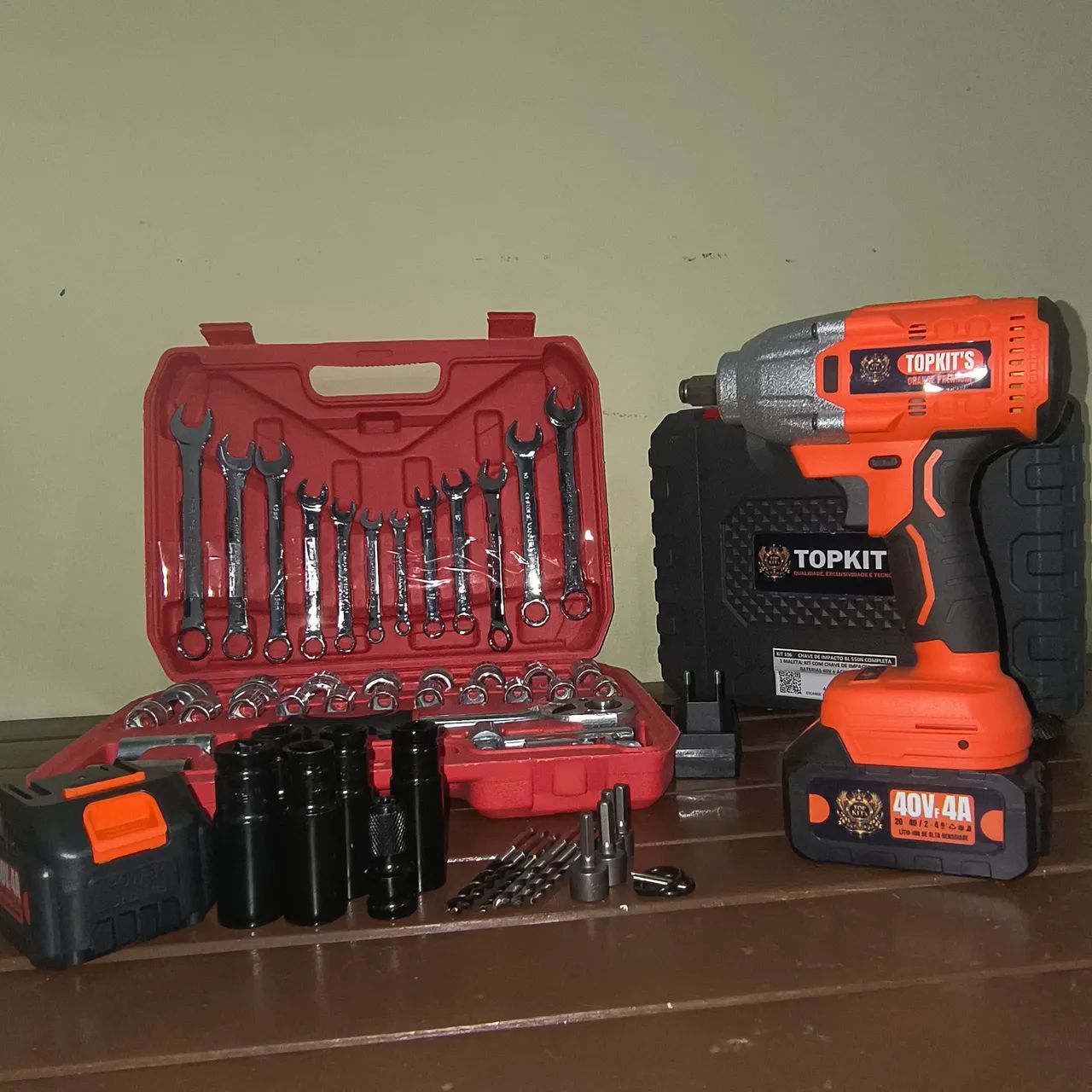 Chave de impacto 550N brushless + jogo de chaves 37 peças
