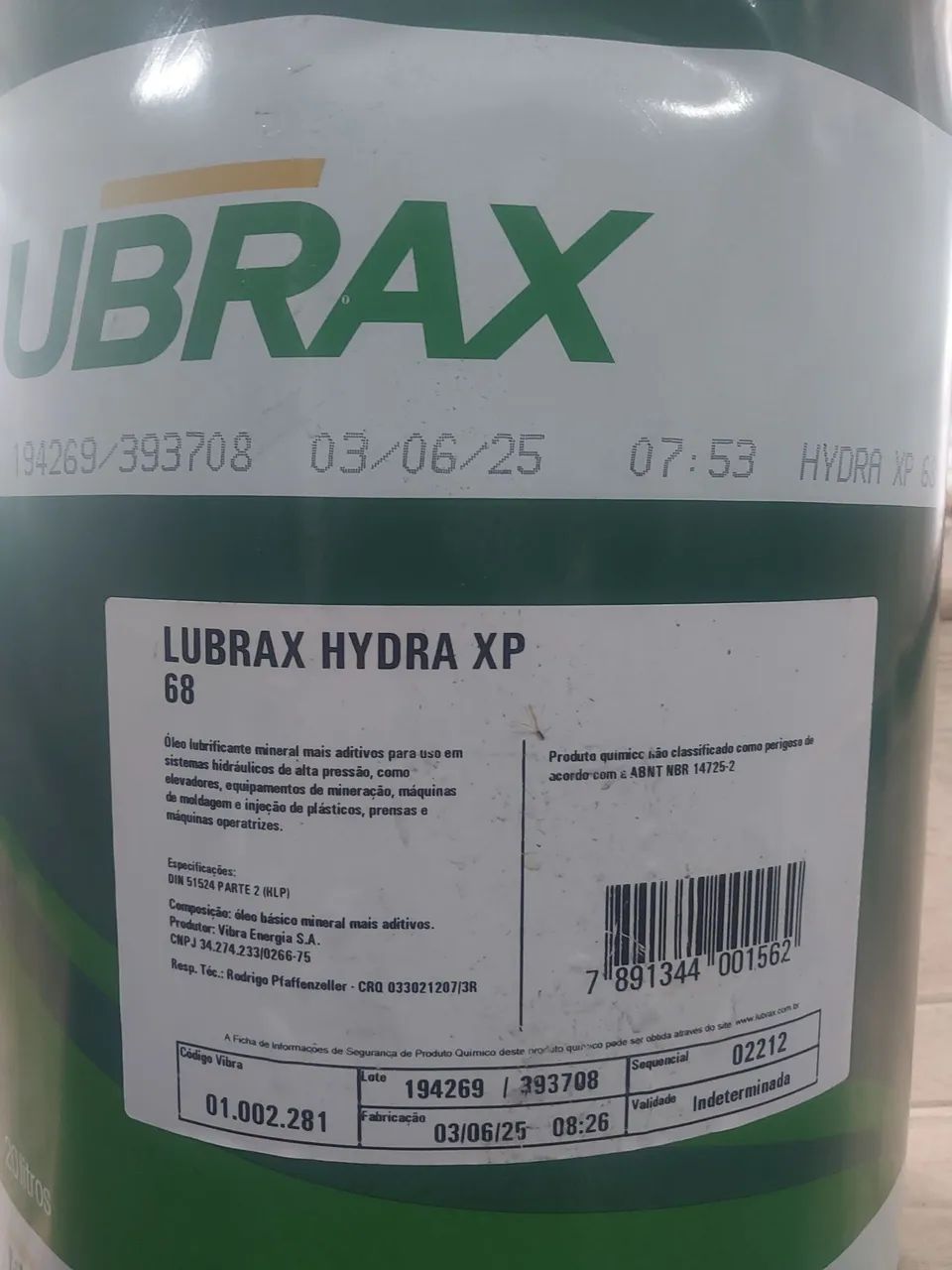 LUBRAX COMPSOR AC 150 GALÃO 20 L e OLEO HIDRAULICO XP 68 GALAO 20 LITROS - Foto 3