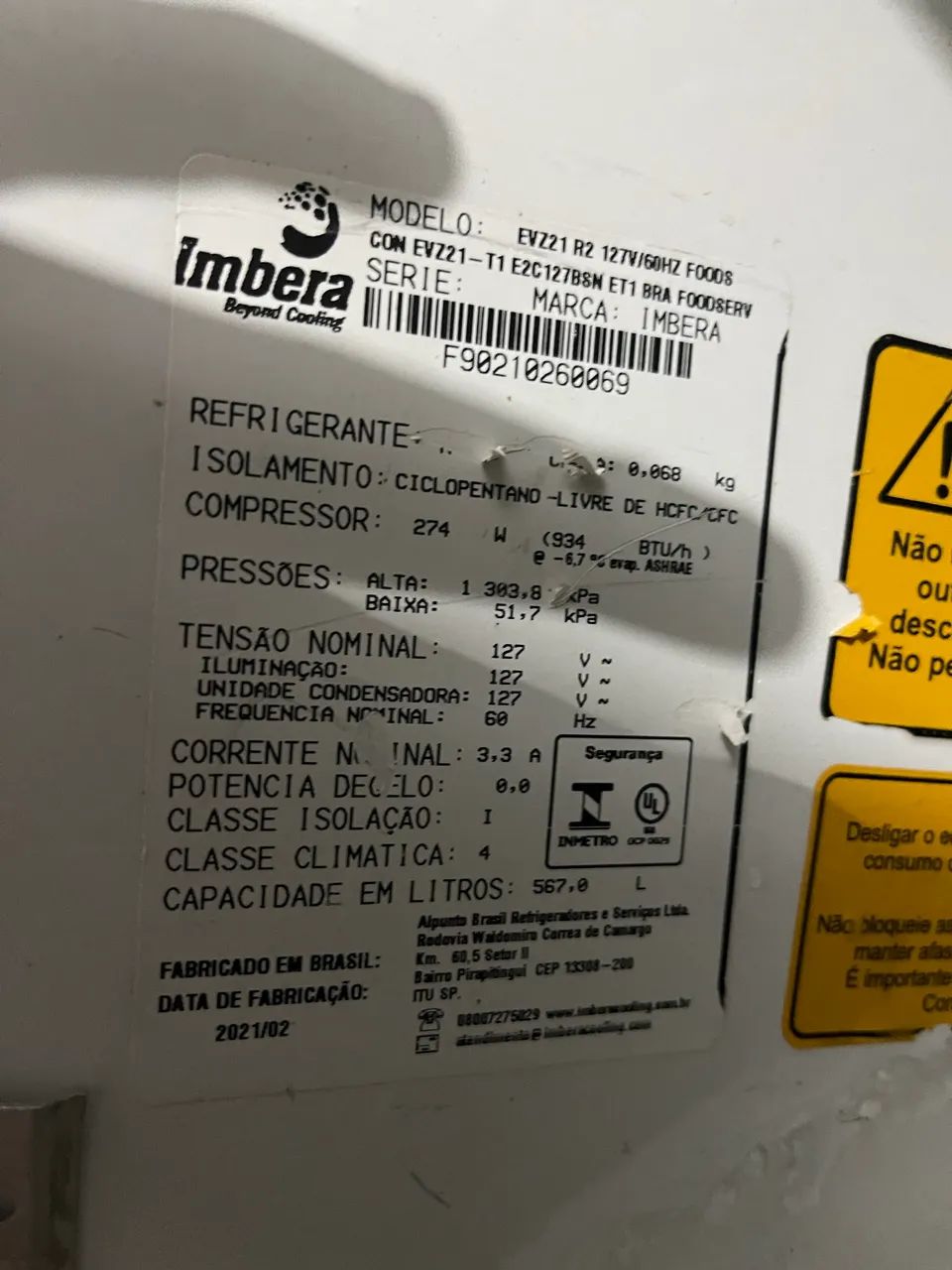 Congelador Vertical Imbera 594 Litros Porta Cega Full White EVZ21