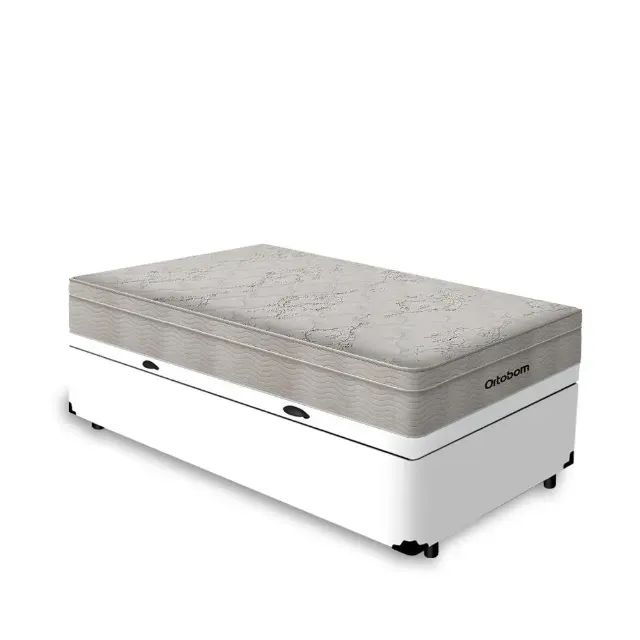 Colchão Ortobom Premium Solteiro + Base Baú Suede Branco 