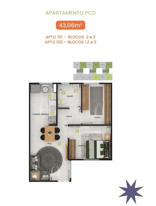 PLANTA 43m²