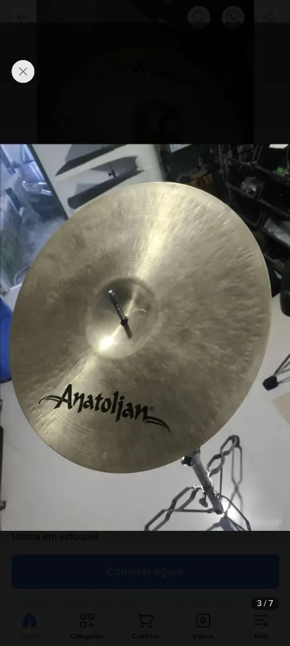 Prato de bateria anatolian ultimate 16 polegadas usado  - Foto 4
