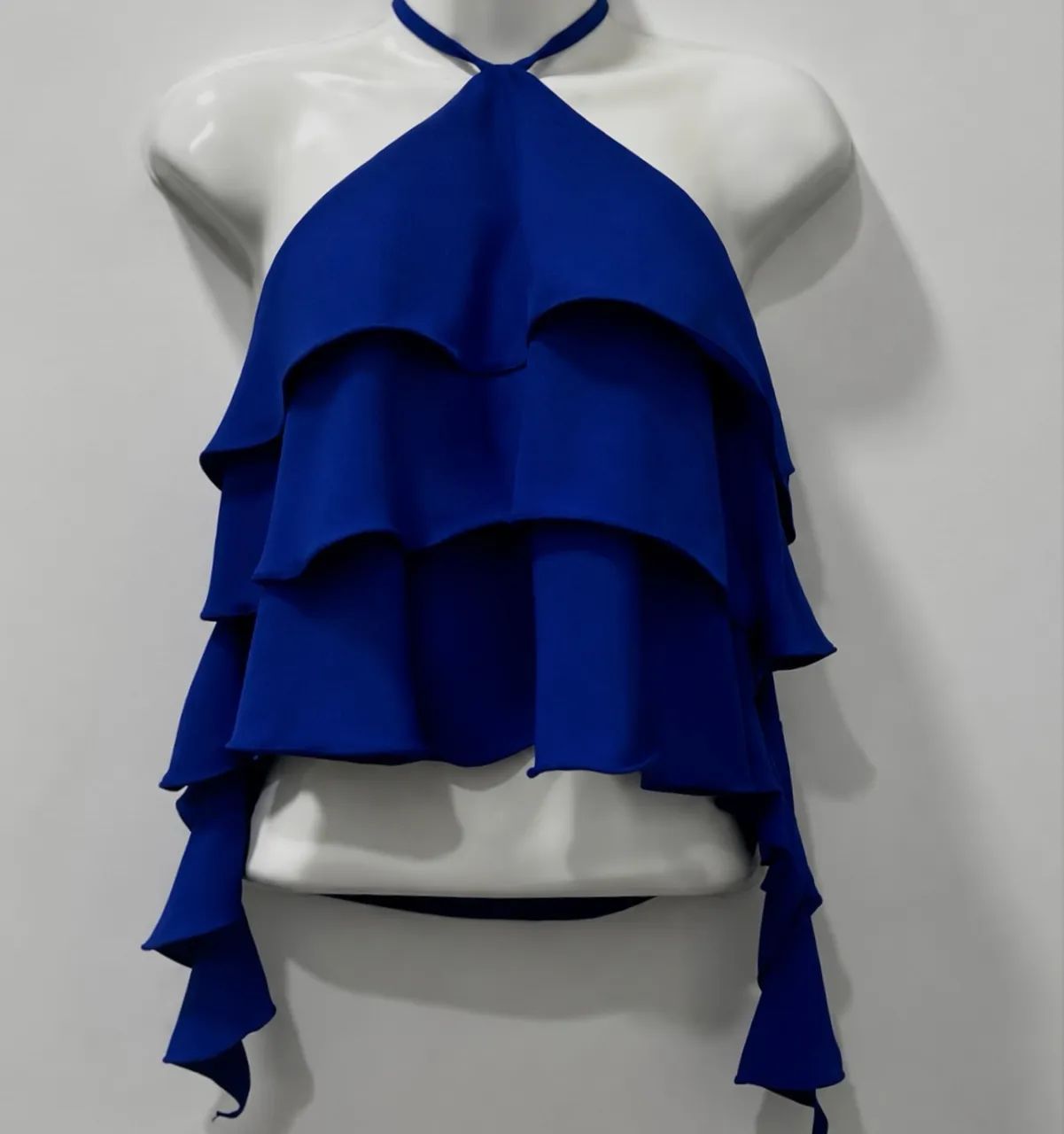 Blusa Azul Royal com Babado - Tamanho Único ?