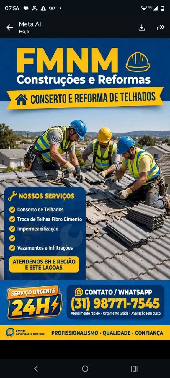 Telhado vazando chama para um orçamento 