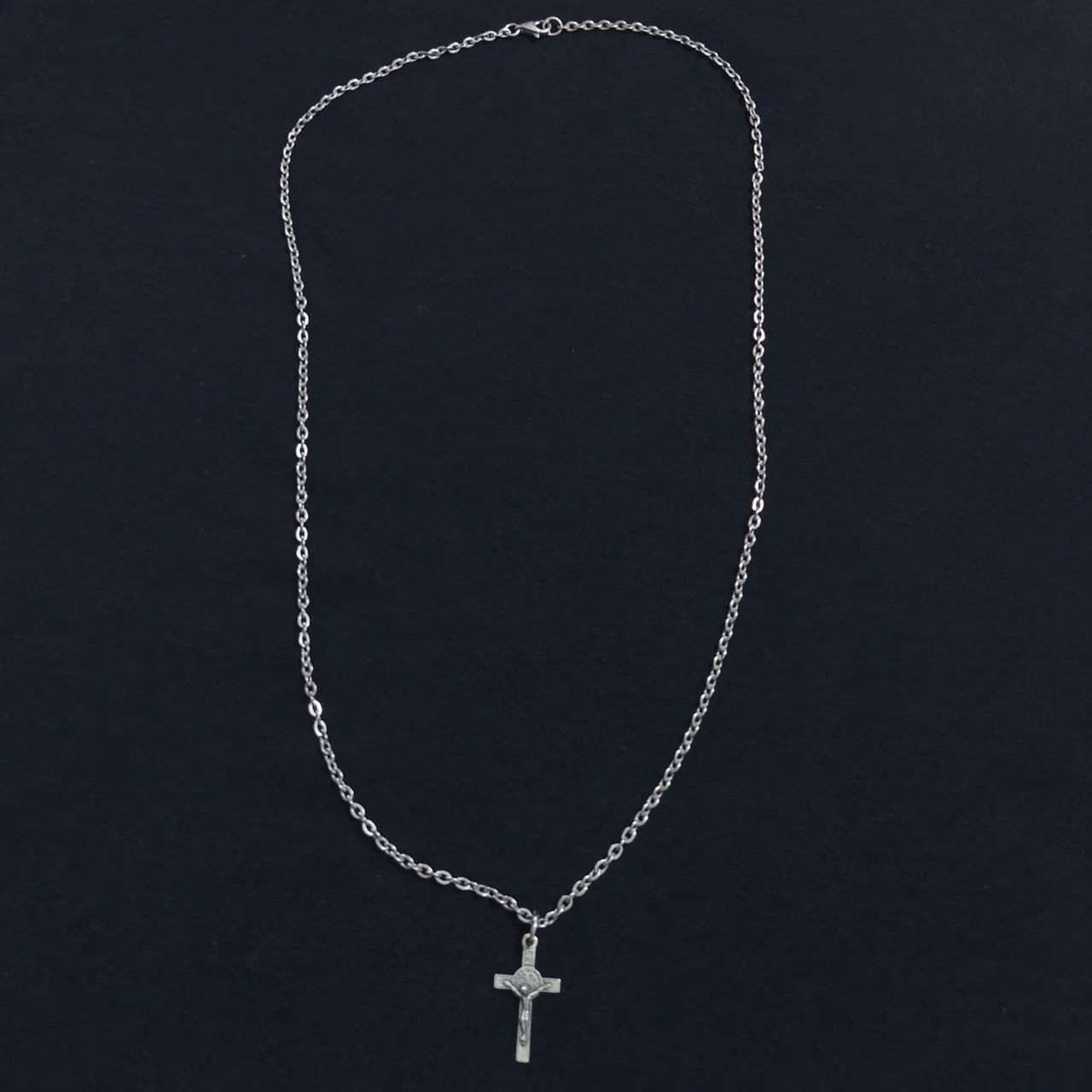 Corrente Aço Inox 60cm com Crucifixo 