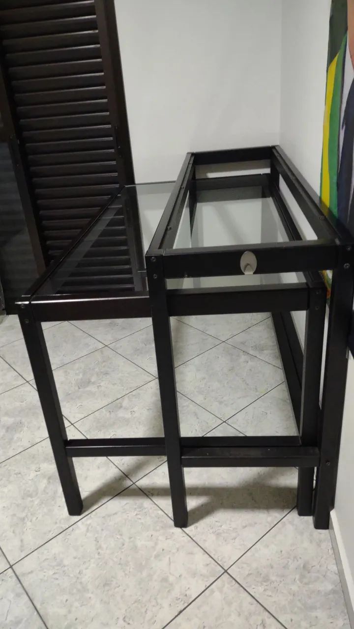 Mesa de escritório de vidro com aparador  - Foto 2