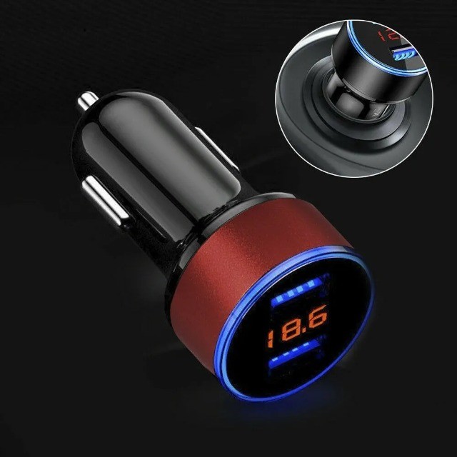Carregador Veicular Automotivo Voltimetro De Carro 2 Portas Usb 3.1 Preto - Foto 3