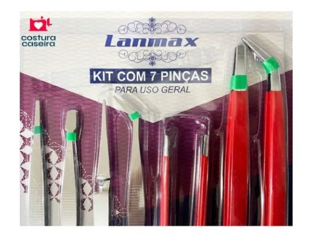 Kit 7 pinças para eletrônica, artesanato, costura, etc - Foto 3