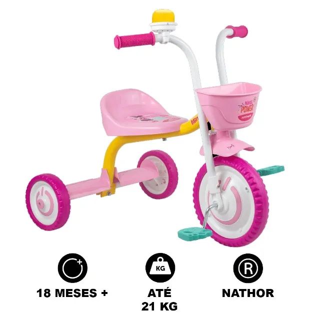 Triciclo Infantil - Aro 5 - Minnie - Rosa - Nathor