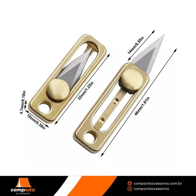 Mini punhal retrátil, chaveiro, EDC, aço inox - Foto 2