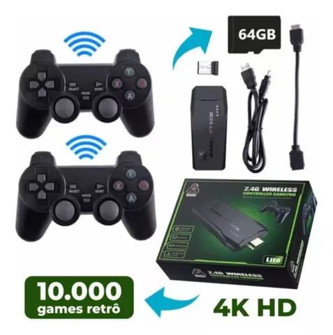 Gaúcha Distribuidora de Informática - VIDEO GAME RETRO 10.000 JOGOS 2  CONTROLES SEM FIO 4K HDMI LEY-1593 - LEHMOX