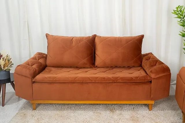 Sofá 3 e 2 lugares Bélgica Terracota Até 12x - Frete Grátis - Foto 3