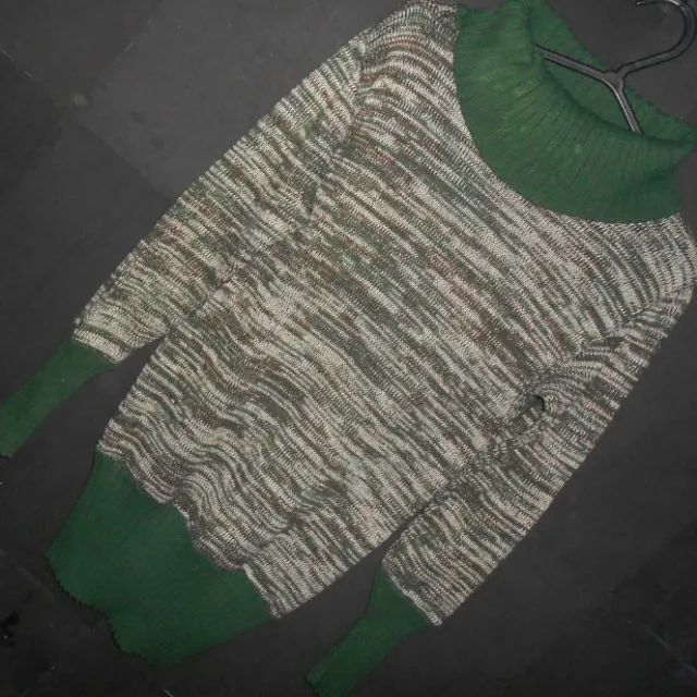 Blusão de frio verde mesclado de lã tricot quentinho tam p (promocao fim de ano novo natal - Foto 2