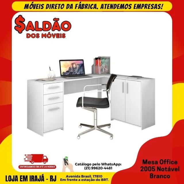 Mesa De Canto Office Nt Branco Not Vel Frete Gr Tis Receba Hoje Escrivaninhas E