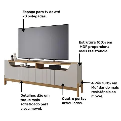 Rack Bancada Moema 100% MDF - Entrega/Montagem grátis para Fortaleza - Foto 3