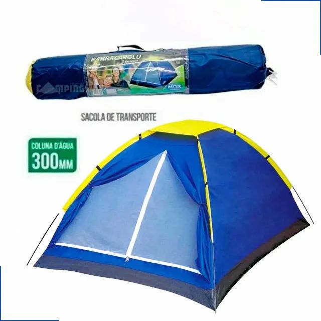 Barraca De Camping 2 Pessoas Verde Impermeável C/ Bolsa Mor Cor Azul - Foto 3