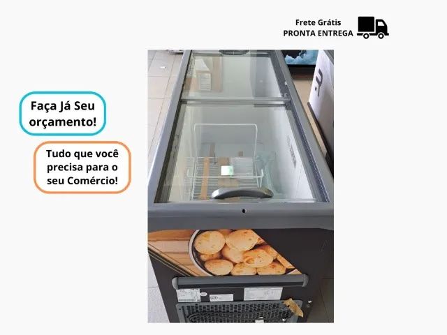 Ilha de Congelados Nova Vidro Reto Adesivada