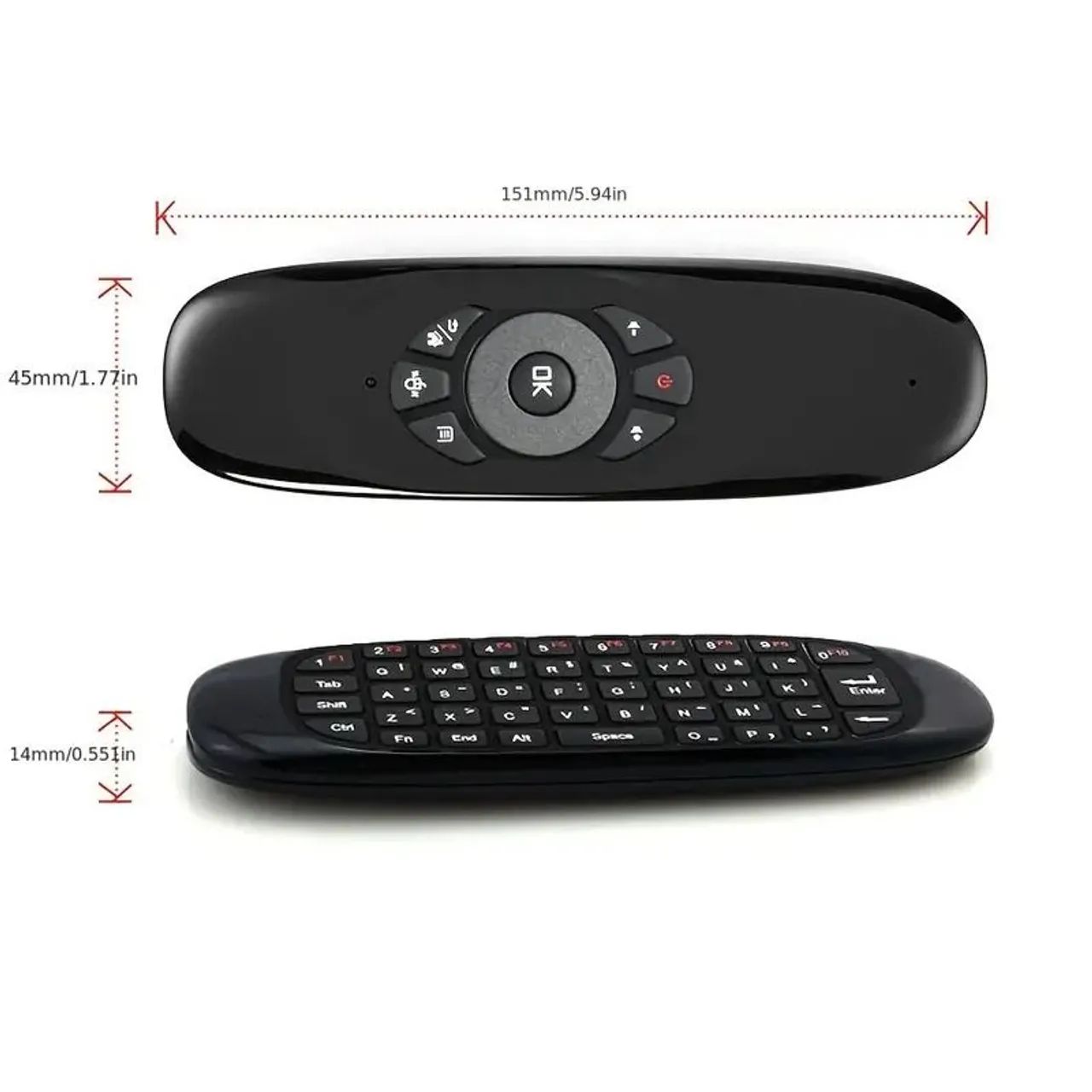 Controle Teclado Air Mouse Wireless Sem Fio 2.4 Ghz Android Pc Tv C120 Preto<br> - Foto 5