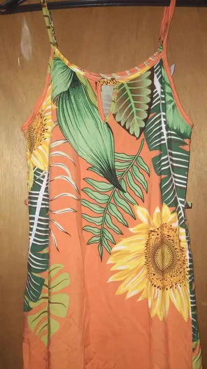 Vestido de Praia Floral Laranja - Foto 2