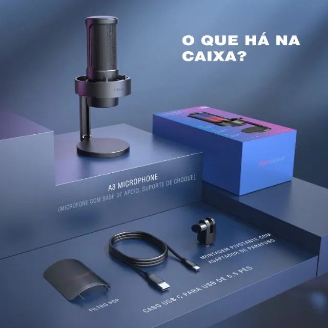 Microfone Fifine Ampligame USB A8 - Foto 6