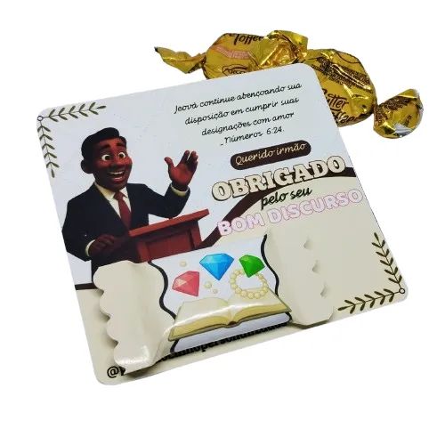 10 Cards + bala personalizada Orador e esposa, lembrancinha JW, mimo - Foto 2