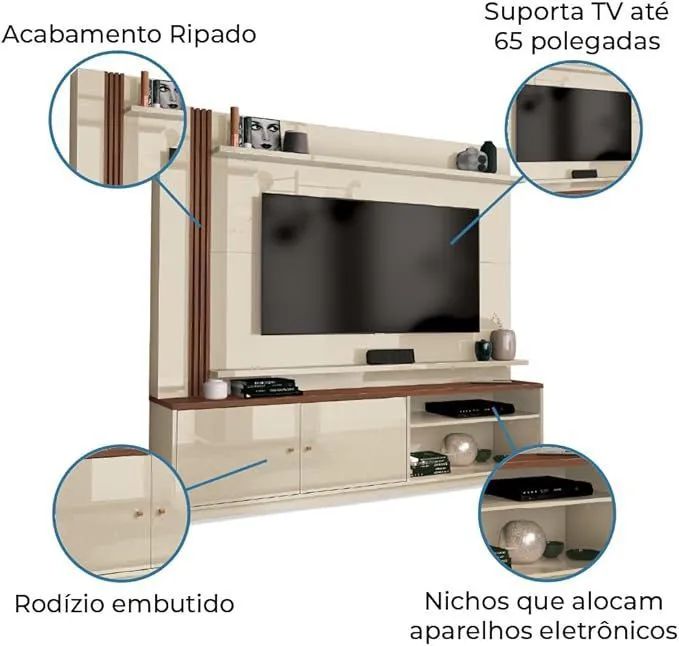 Painel para TV com rack integrado royal - Foto 4