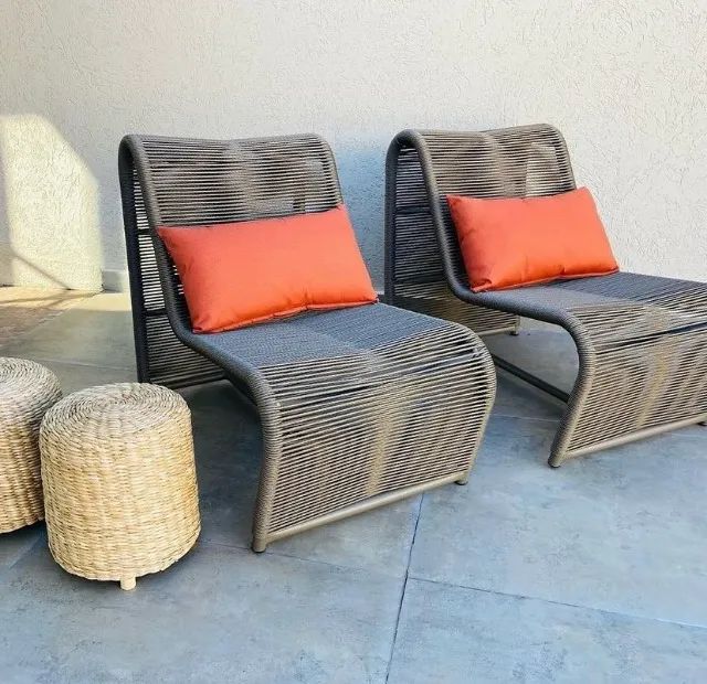 CONJUNTO 2 POLTRONAS DE CORDA NÁUTICA P/ PISCINA OU JARDIM