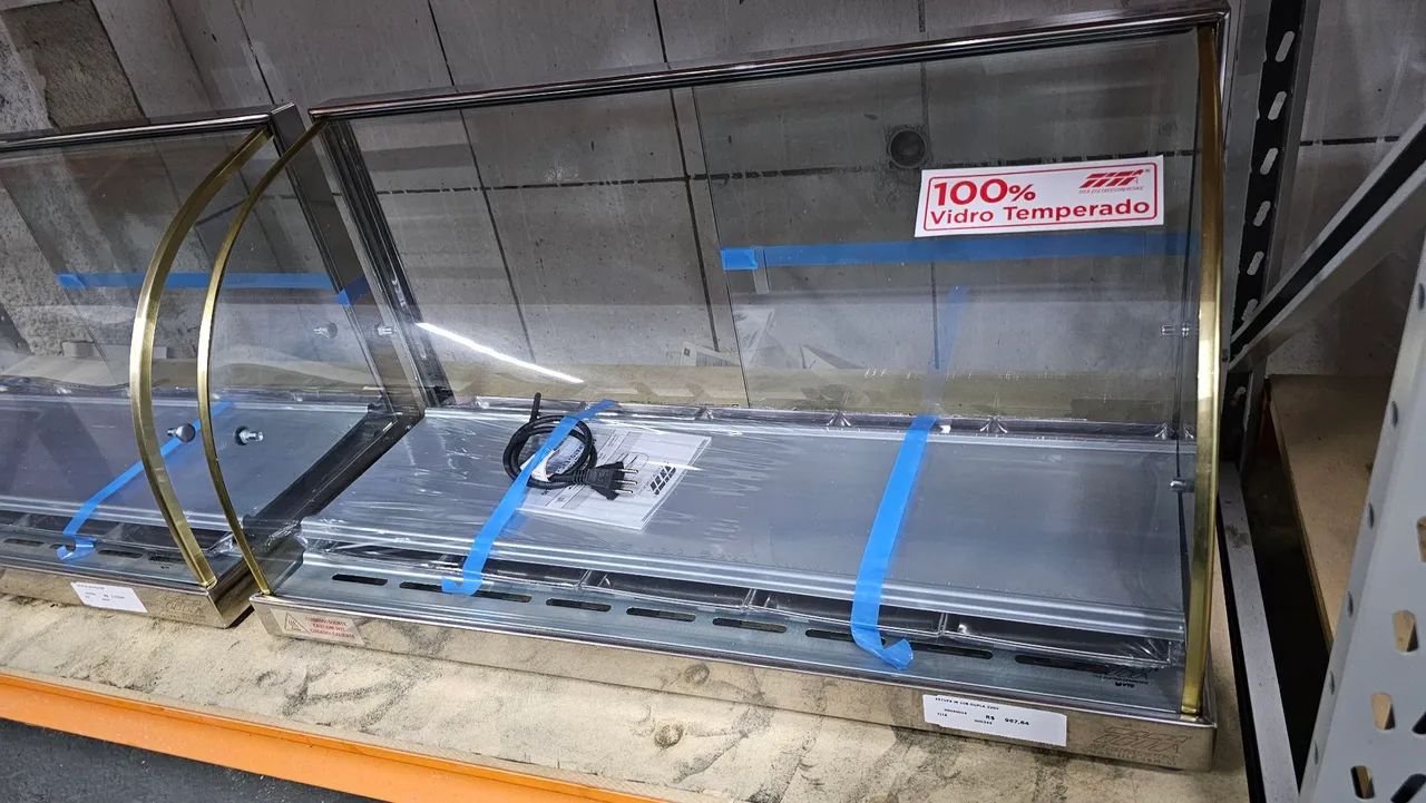 Estufa Vitrine Expositora de Vidro Temperado - dupla 10 bandejas