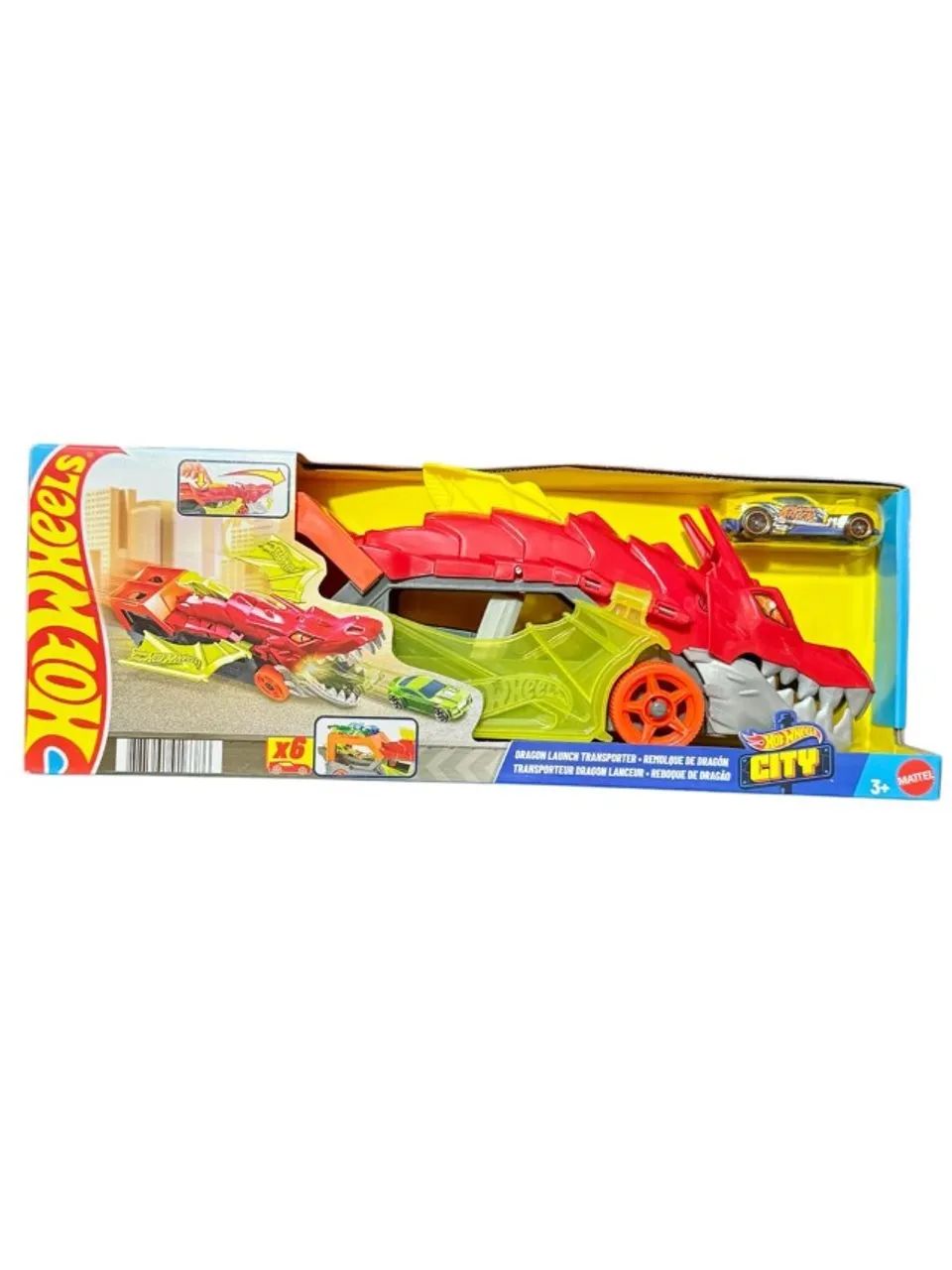 Pista De Carro De Brinquedo Reboque De Dragão Hot Wheels Da Mattel