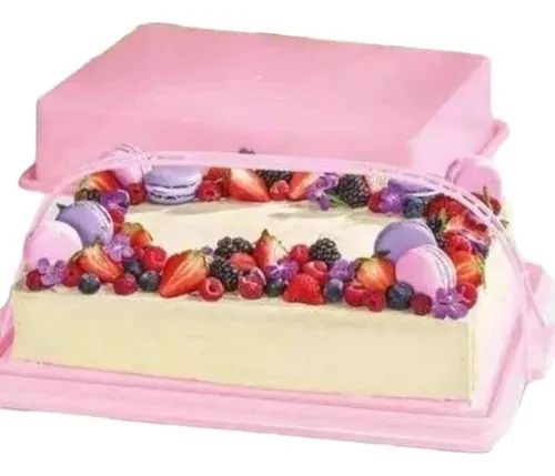 Tupperware Big Cake rosa retangular  - Foto 4