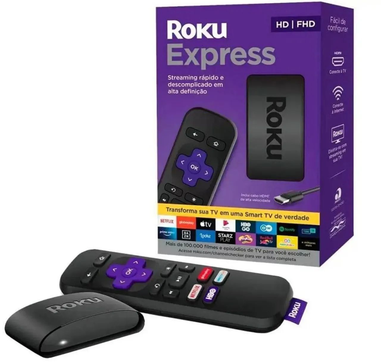 Roku Express Full Hd Streaming Player - TRANSFORME SUA TV EM SMARTTV