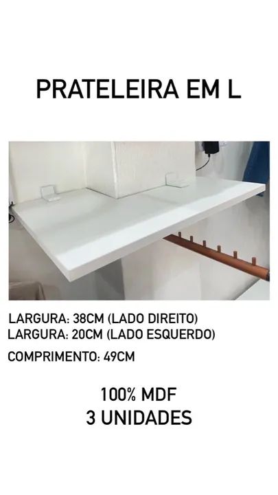 Prateleira em L 100%mdf 