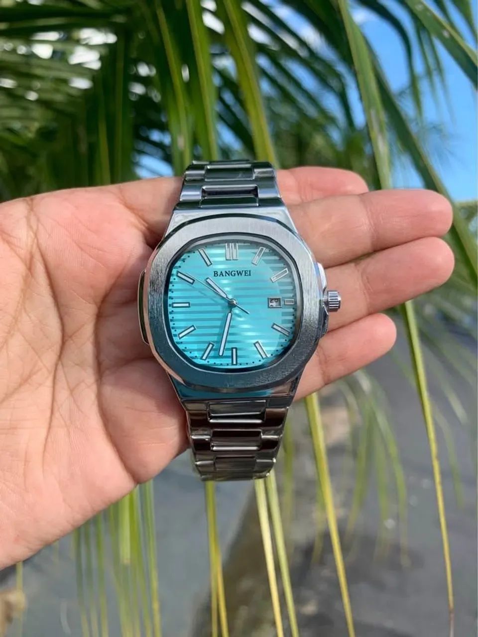Relógio Bangwei Azul Acqua - Design Elegante- novo na caixa